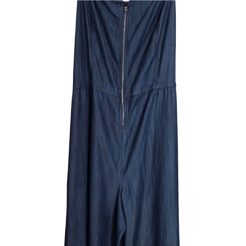 Women's - Lane Bryant Chambray Sleeveless Belted Zip-Front Jumpsuit, Size 24 L - Picture 4 of 14